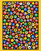 Colorful Bingo Balls Collage Rug