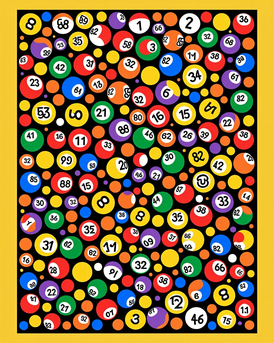 Colorful Bingo Balls Collage Rug