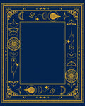 Golden Mystic Symbols Blue Border Rug
