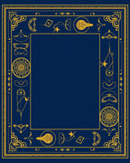 Golden Mystic Symbols Blue Border Rug