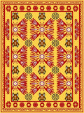 Golden Yellow Red Sunburst Animal Motif Rug
