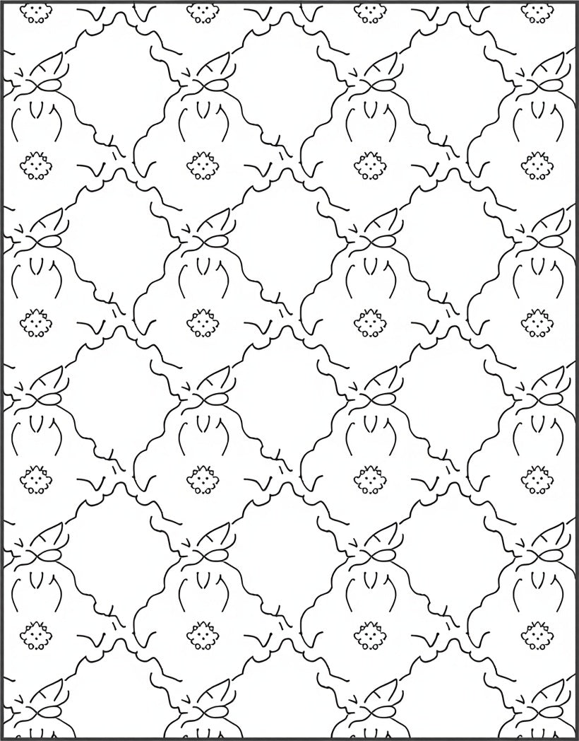 Black White Floral Lattice Rug