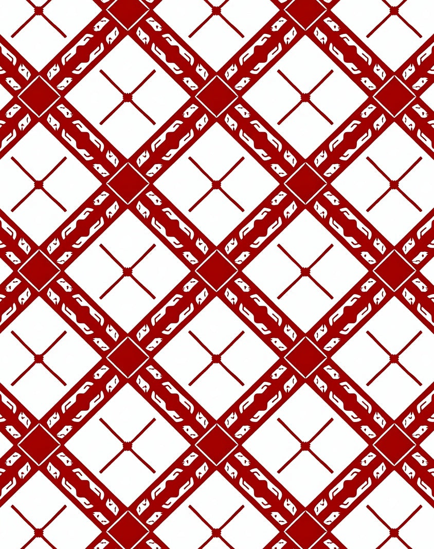 Crimson Diamond Lattice Banded Rug
