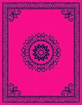 Hot Pink Navy Floral Medallion Border Rug
