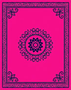 Hot Pink Navy Floral Medallion Border Rug
