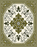 Olive Green Floral Medallion Centerpiece Rug