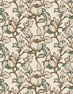 Botanical Cream and Green Floral Vines Rug