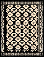 Cream Black Geometric Lattice Medallion Rug