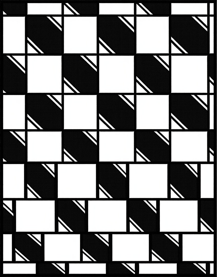 Monochromatic Checkerboard Striped Squares Rug