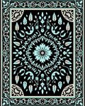 Art Nouveau Teal Floral Centerpiece Rug