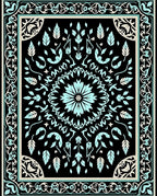 Art Nouveau Teal Floral Centerpiece Rug