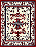 Crimson Navy Floral Medallion Frame Rug