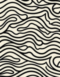 Cream Black Abstract Swirl Waves Rug
