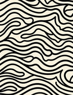 Cream Black Abstract Swirl Waves Rug