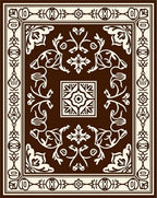 Classic Brown Cream Floral Symmetry Rug
