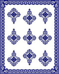 Deep Blue Ornate Medallion Border Rug
