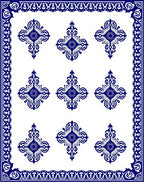 Deep Blue Ornate Medallion Border Rug