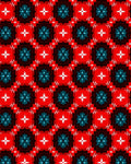 Bold Red Teal Geometric Square Rug