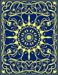 Ornate Yellow Floral Medallion Blue Rug