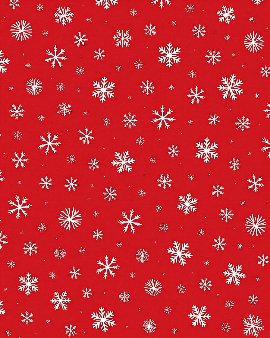 Red White Scattered Snowflake Meadow Rug