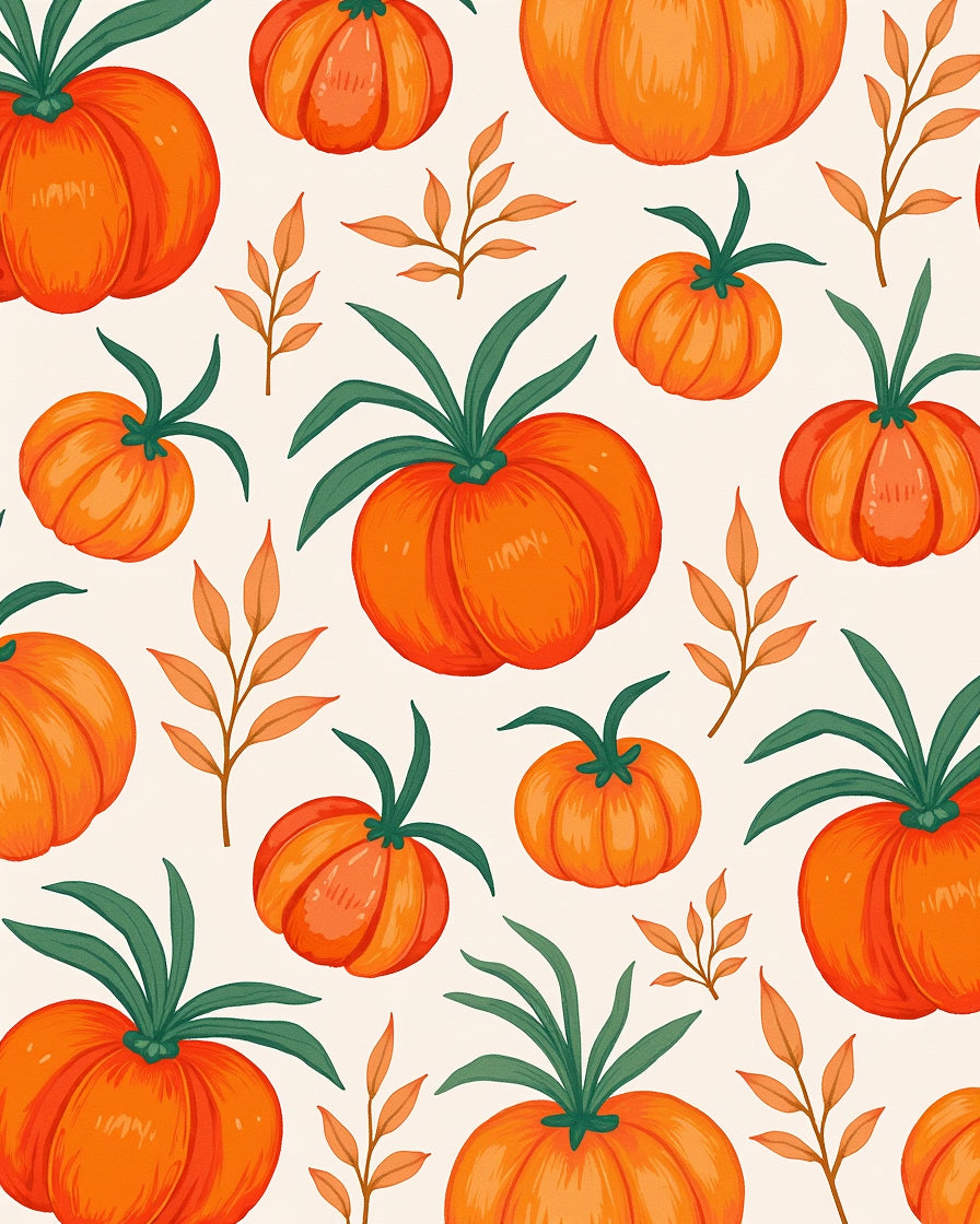 Orange Pumpkin Autumn Leaf Scatter Rug