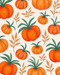 Orange Pumpkin Autumn Leaf Scatter Rug