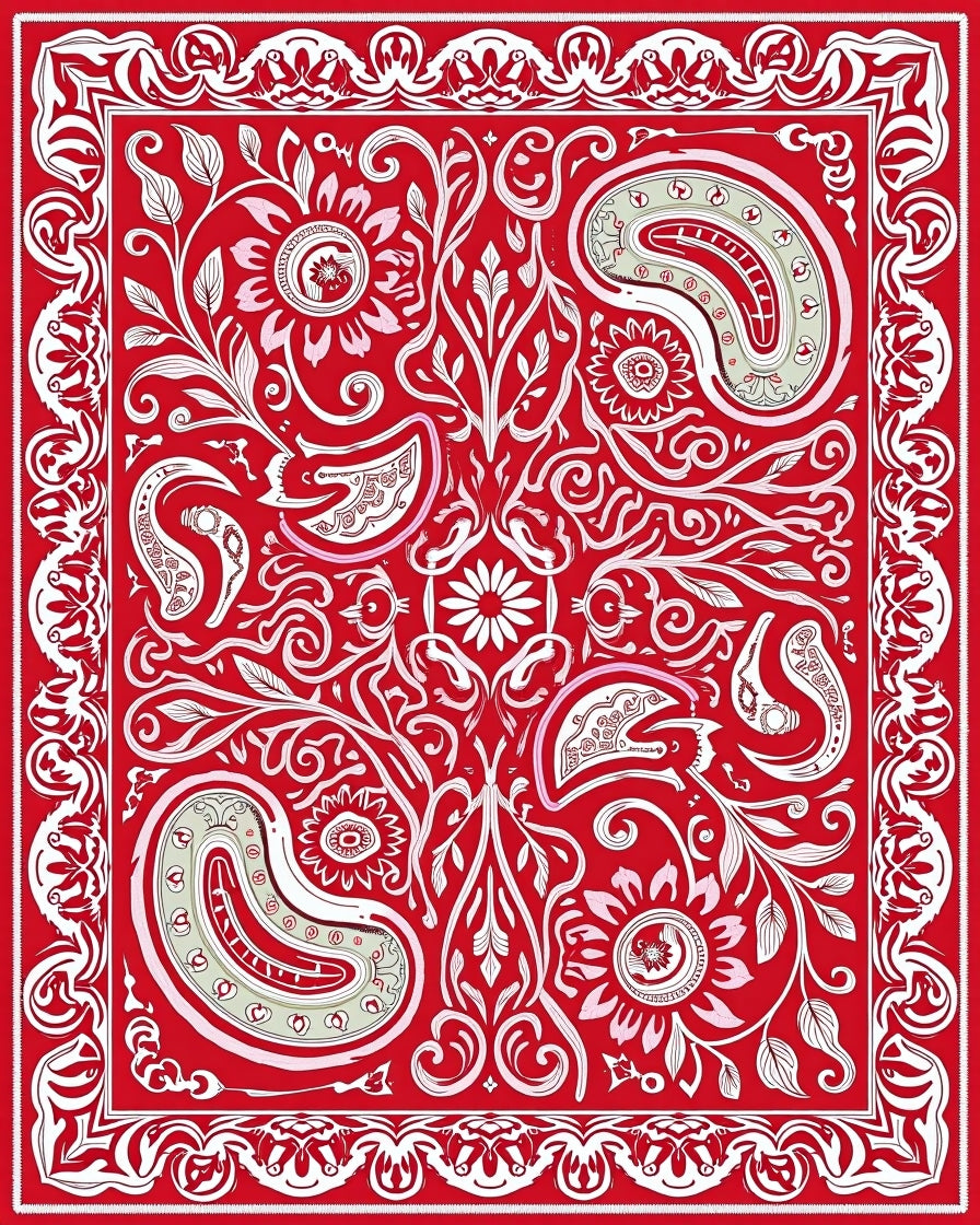 Vibrant Red Paisley Floral Medallion Rug