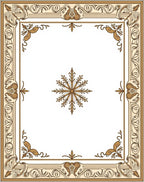 Elegant Cream Gold Art Nouveau Border Rug