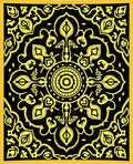 Black Yellow Medallion Allover Rug