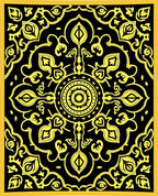 Black Yellow Medallion Allover Rug