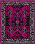 Rich Magenta Black Silver Medallion Rug