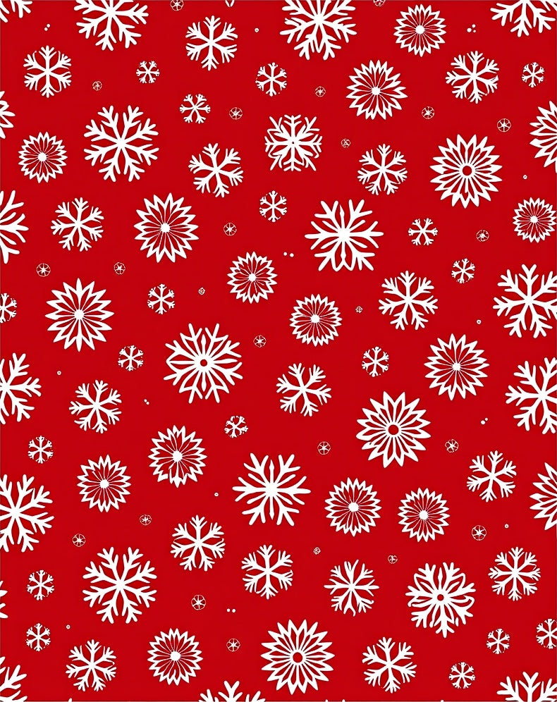 Elegant White Snowflakes Red Background Rug