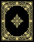 Ornate Gold Floral Border Black Rug