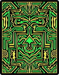 Bold Green Yellow Tribal Maze Rug