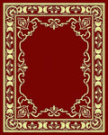 Crimson Gold Floral Scroll Border Rug