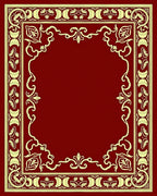 Crimson Gold Floral Scroll Border Rug
