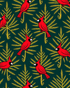 Red Cardinal Evergreen Branches Rug
