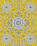 Vibrant Yellow Ivory Scroll Medallion Rug