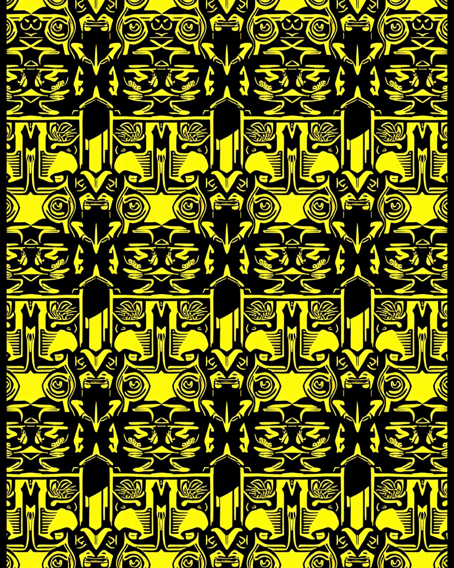 Bold Yellow Abstract Tribal Symmetry Rug
