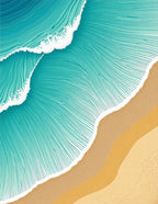 Turquoise Ocean Wave Sandy Beach Rug