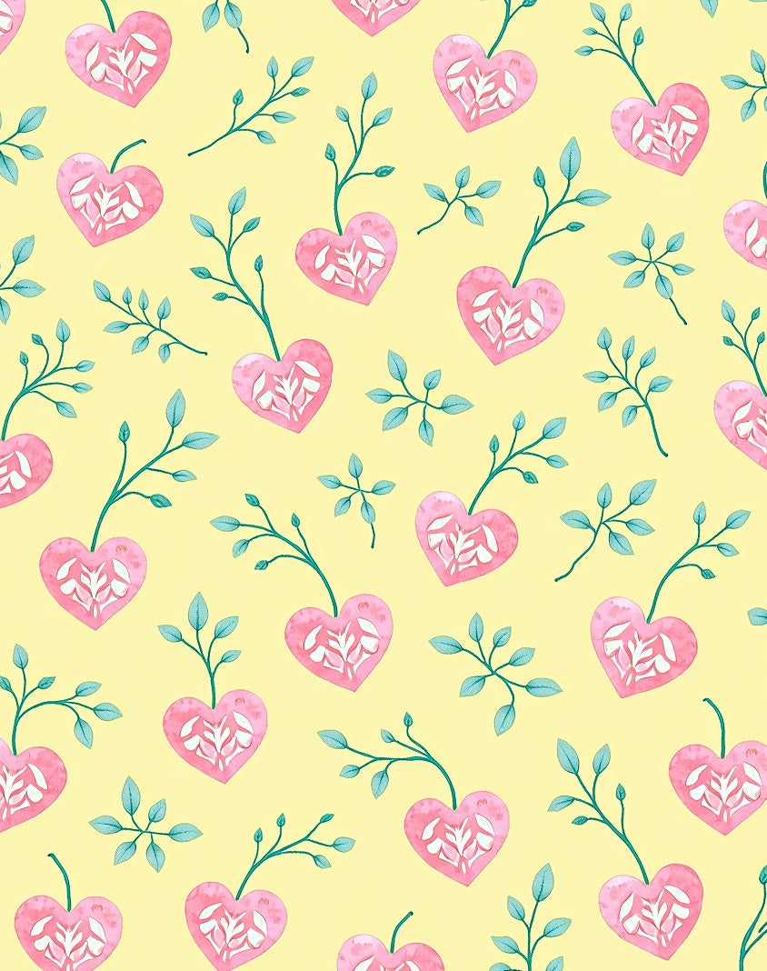 Pink Watercolor Heart Branch Collection Rug