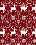 Crimson White Reindeer Snowflake Garland Rug