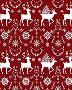 Crimson White Reindeer Snowflake Garland Rug
