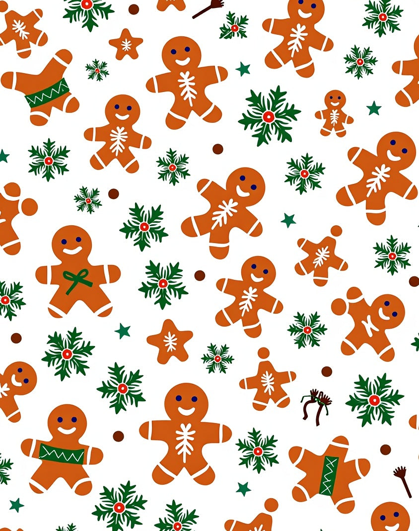 Cute Gingerbread Snowflakes Christmas Characters Rug
