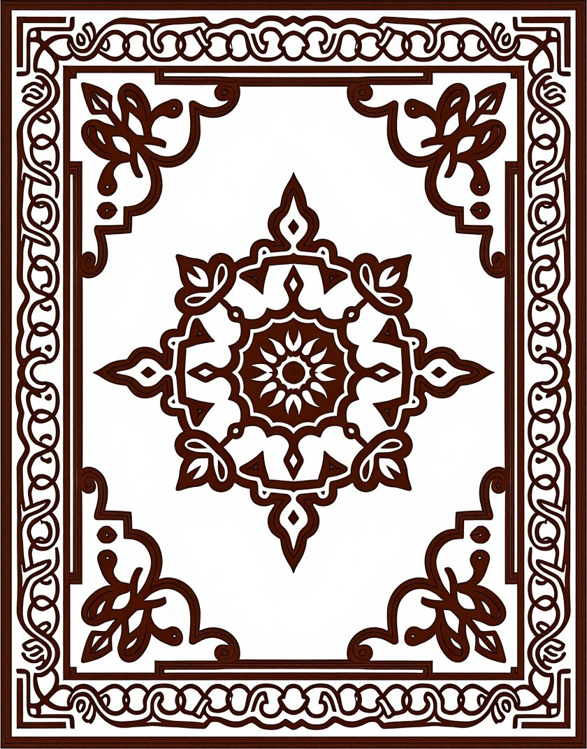 Rich Brown Medallion With Corner Accents Rug