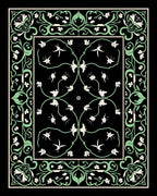 Art Nouveau Black Floral Scroll Rug