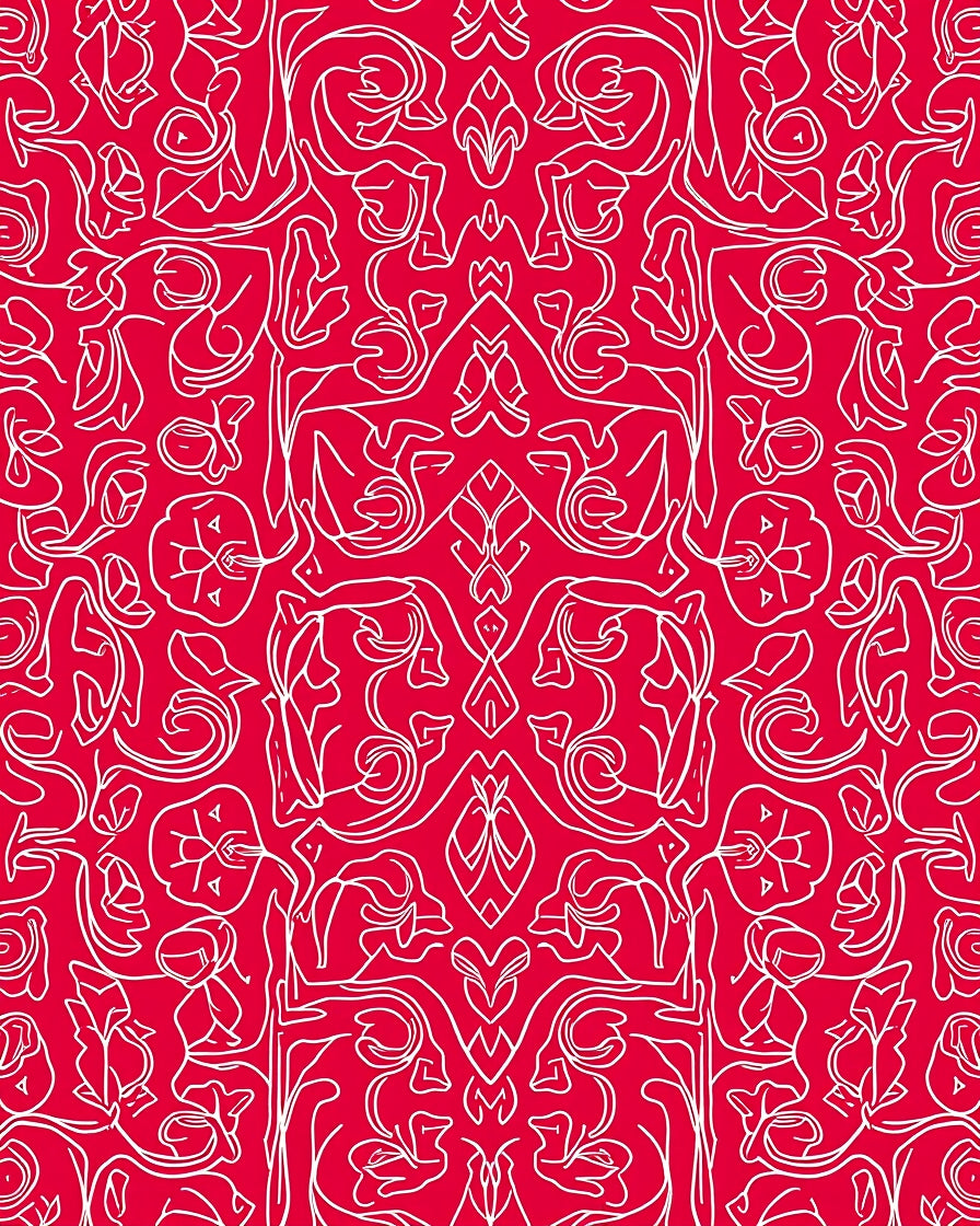 Crimson Floral Symmetry Rug