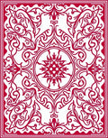 Crimson Floral Medallion Symmetric Scroll Rug