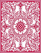 Crimson Floral Medallion Symmetric Scroll Rug