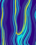 Bold Yellow Blue Wavy Stripes Rug